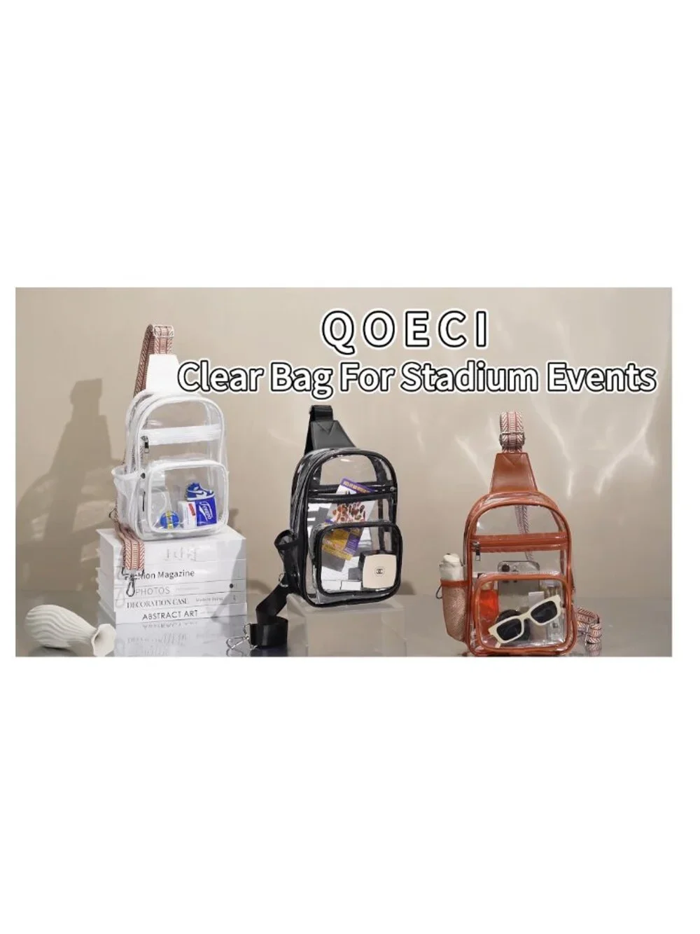 Clear Crossbody Purse Stadium Approved Sling Backpack PVC Waterproof Adjustable